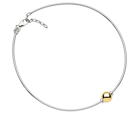 SS/14K yellow gold Cape Cod anklet - Snake chain