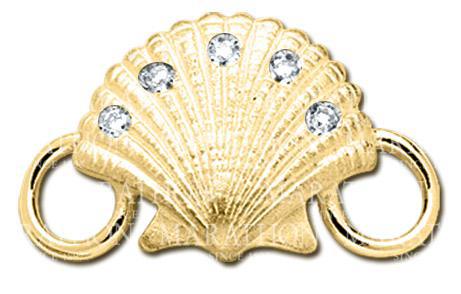 LeStage 14K Gold Scallop Shell with diamonds Clasp
