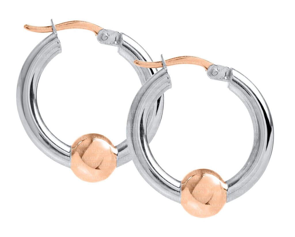 Cape Cod SS-14K rose gold 20mm hoop earrings