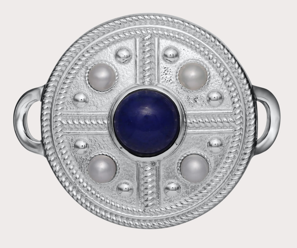 Pearl and Lapis Estruscan Clasp