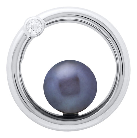 LeStage Black Pearl and White Topaz Clasp
