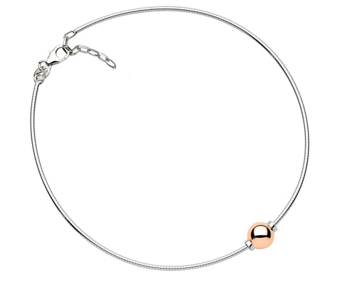 SS/14K rose gold Cape Cod anklet - Omega chain