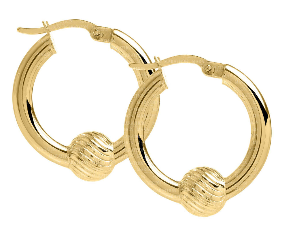 Cape Cod 14K swirl ball 20mm hoop earrings